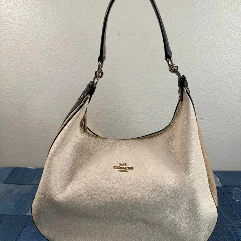 Coach white leather hobo‎ bag